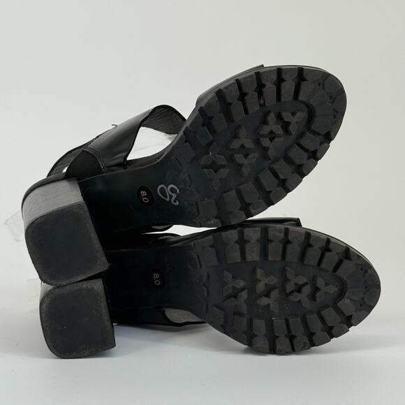 Steve Madden Women's Emil Block Heel Biker 90s Sandals Chunky Leather Size 8M - Picture 7 of 9